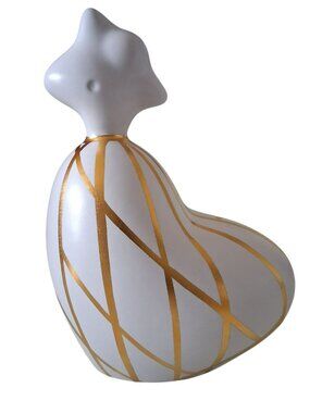 Marcelo Wong 24k Gold Stripes Heart Modern Abstract Ceramic Figurine Designer